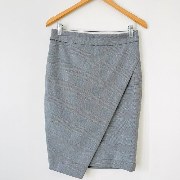 Express Faux Wrap Asymmetrical Pencil Skirt Preppy Office Wear Womens Size 6 - Picture 2 of 8